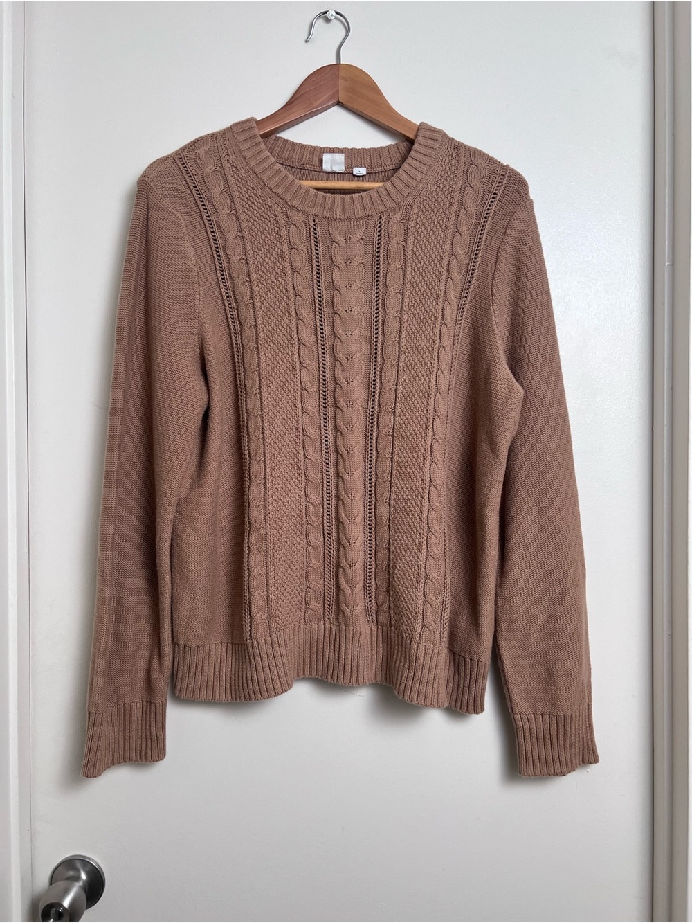 GAP 100% Cotton Cable Knit Sweater Brown Tan Size Large
